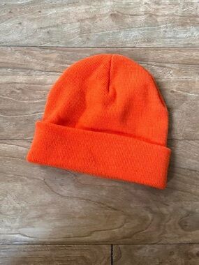 Orange Knit Beanie Hat - Cozy Winter Accessory